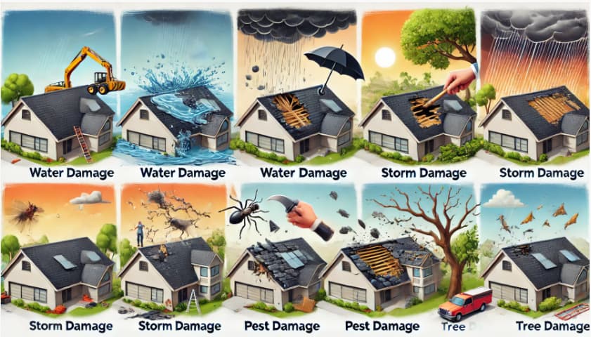 types of roof damage