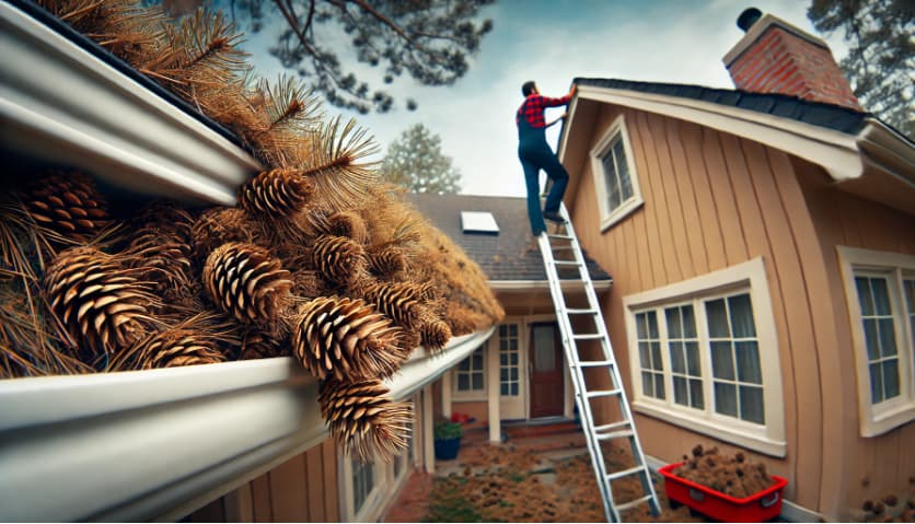 Identifying the problem with pine needles in gutters