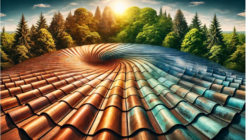 The natural aging process of copper roofs