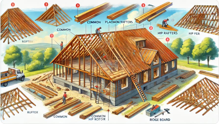 Hip roof construction