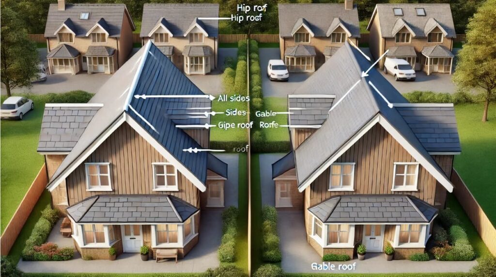 Hip roof vs. gable roof