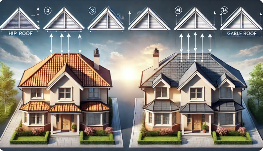 Hip roof vs. gable roof