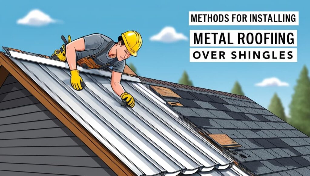 Methods for installing metal roofing over shingles