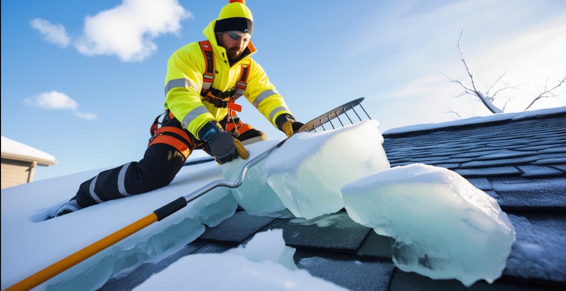 Roof ice dam removal